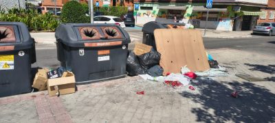 Contenedor desbordado en Villaverde